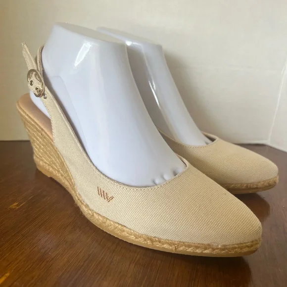 Viscata Barcelona Palomera Canvas Espadrille Wedge Slingbacks Beige EU 39 - Picture 3 of 15